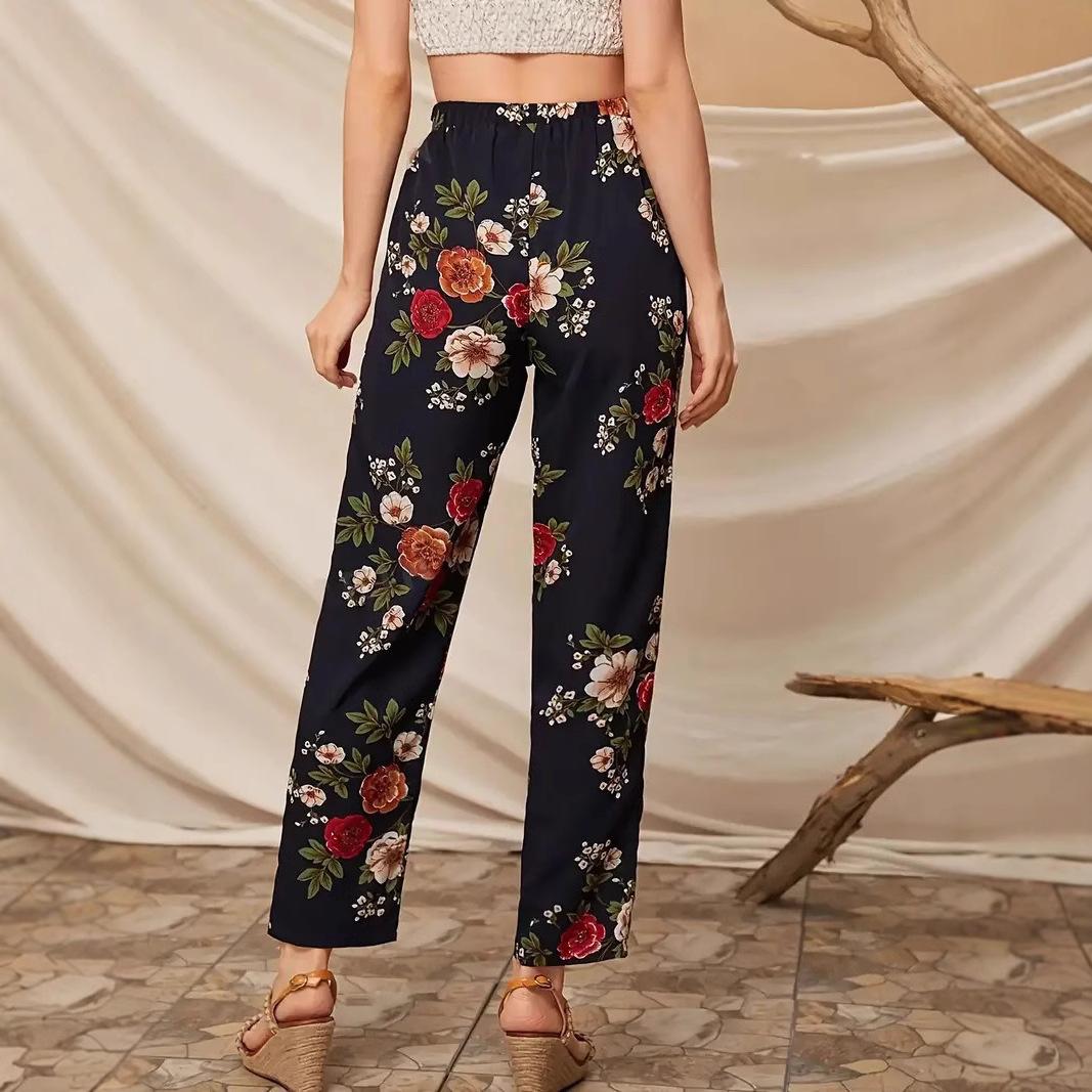 

Женские брюки с высокой талией, с принтом, повседневные прямые брюки длиной до щиколотки 3XL чёрный