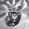 Vintage Fashion Punk Heart Ring Silver Men and Women Handmade Heart Punk Hip Hop Jewelry Size 6-13