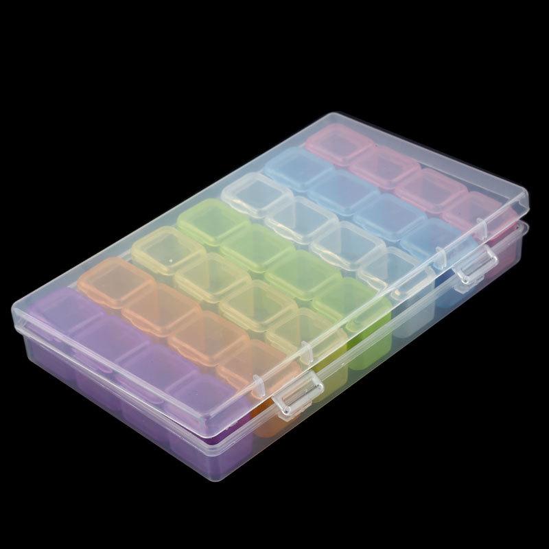 28-Grid Transparent Nail Art Jewelry Storage Box