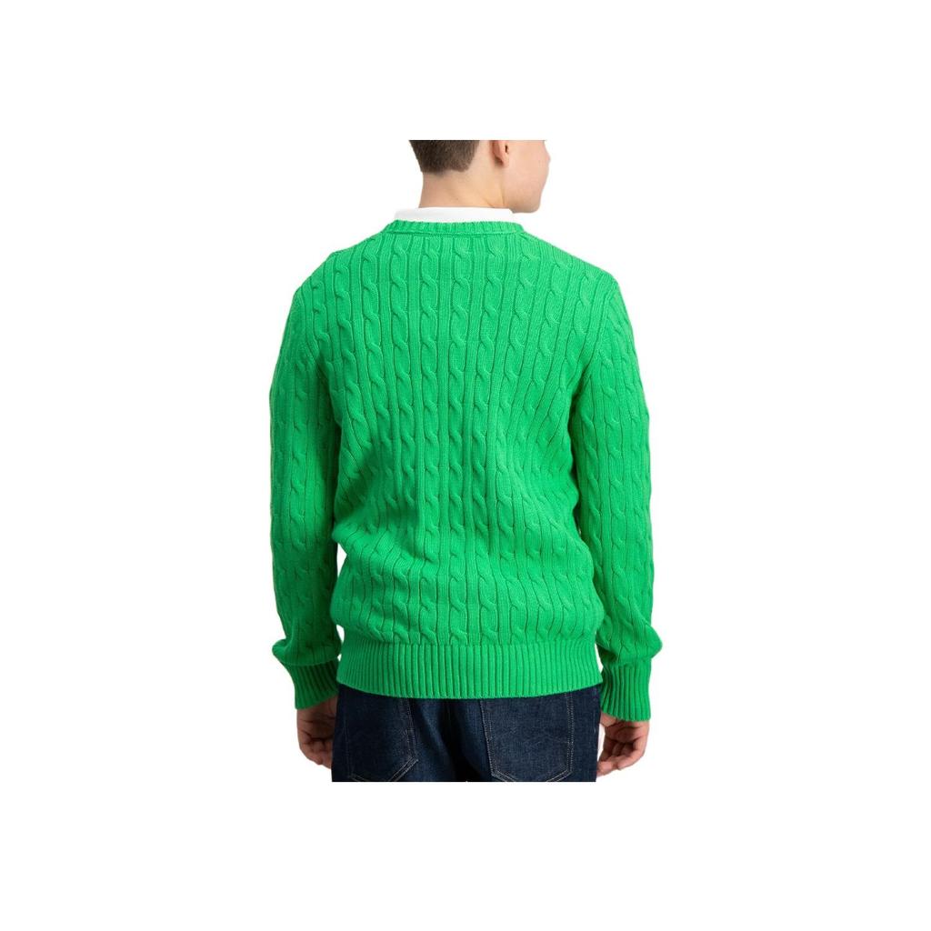 Polo Ralph Lauren Sweater Ss24 Solid Color Logo Embroidery Cable Knit Long Sleeve Kids sweater Green CWPOSWEY6820491-300