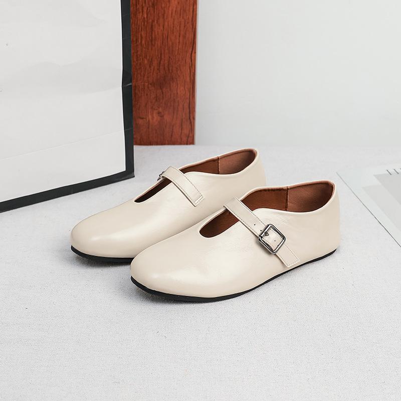 Women's Ballet Flats Non-Slip Walking Shoes PU Leather Ballerina Mary Jane Shoes With Buckle Strap Comfortable Dress Shoes for Women Mary Jane Shoes