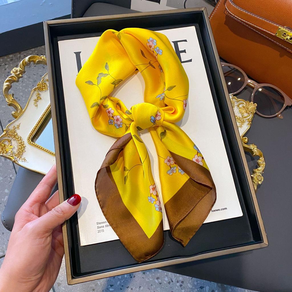 Small Silk Scarf Women'S Versatile High-End Decorative Square Scarf Professional Small Scarf Simulation Silk Korean Version Streamer Bag