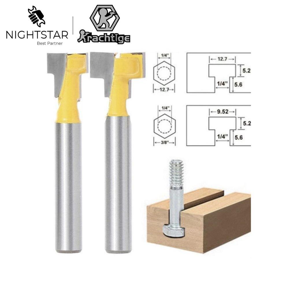 2Pcs T-Slot Keyhole Milling Cutter Wood Router Bit Carbide Cutter for Wood Hex Bolt T-Track Slotting /Shank 1/4Inch 1/2Inch 8mm
