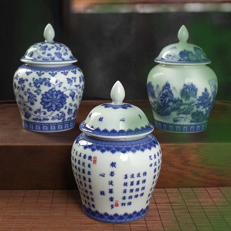 Modern Enamel Painted Flower General Jar Ceramic Sealed Tea Jar Gilded Art Decorative Jar Crafts Storage Bottle Home Decoration