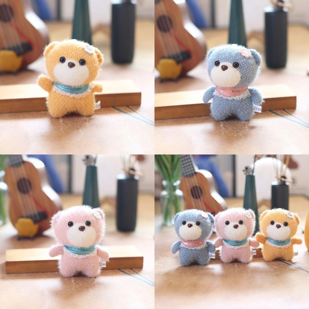 Adorable Cute Knitted Bear Plush Toy Keychain Doll Charming Cartoon Bag Pendant