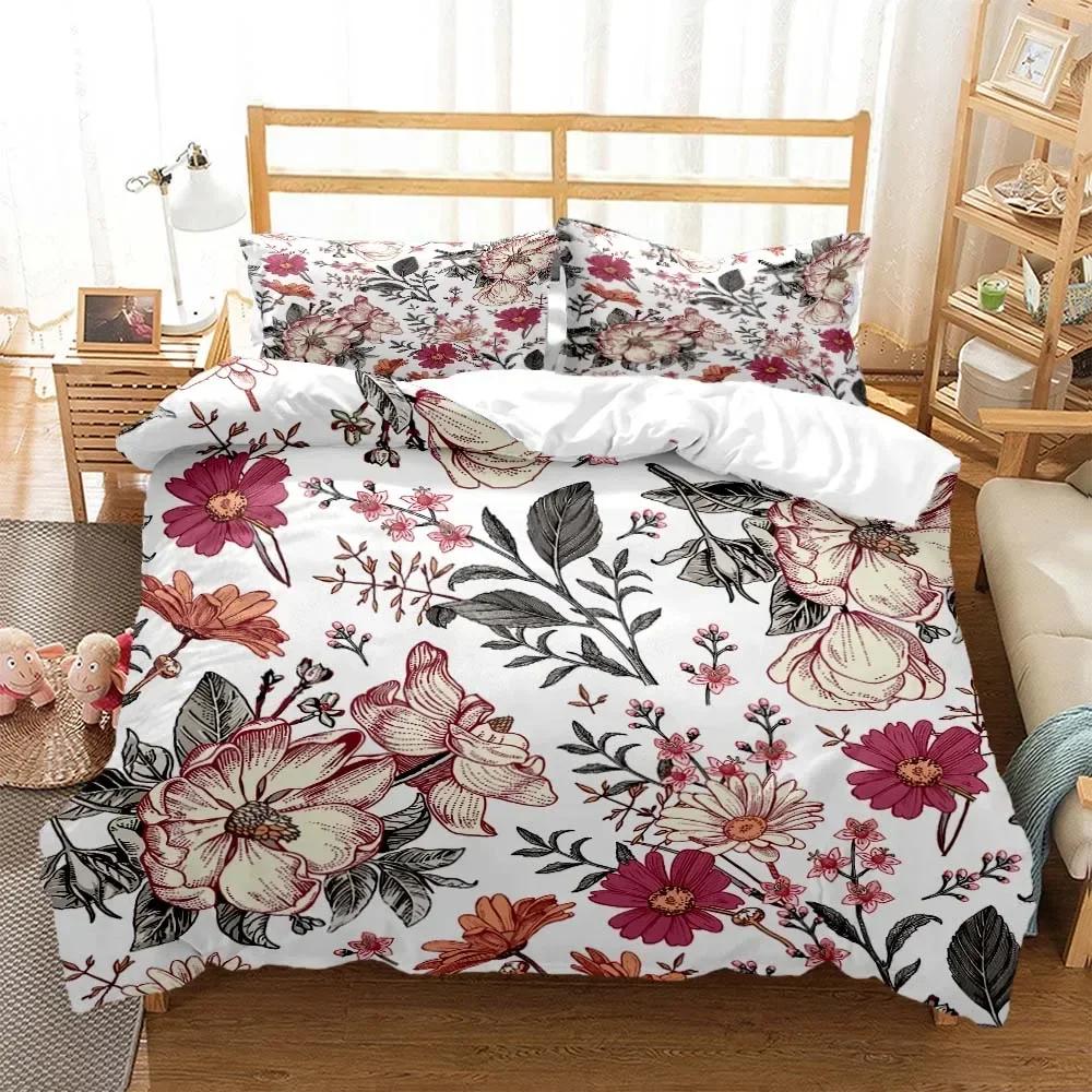 Blumen Digitaldruck Bequeme Bettdecke Bettbezug Kissenbezug Bettwäsche Set Kinderzimmer Dekoration Heimtextilien