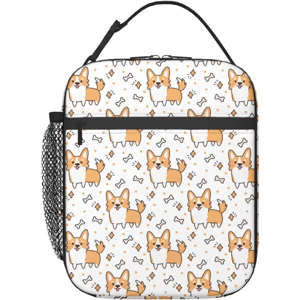 Lunch Box Cute Shiba Inu Dog Cartoon Reusable Lunch Bag with Shoulder Strap for Women Men Girls Boys Meal Tote Bag