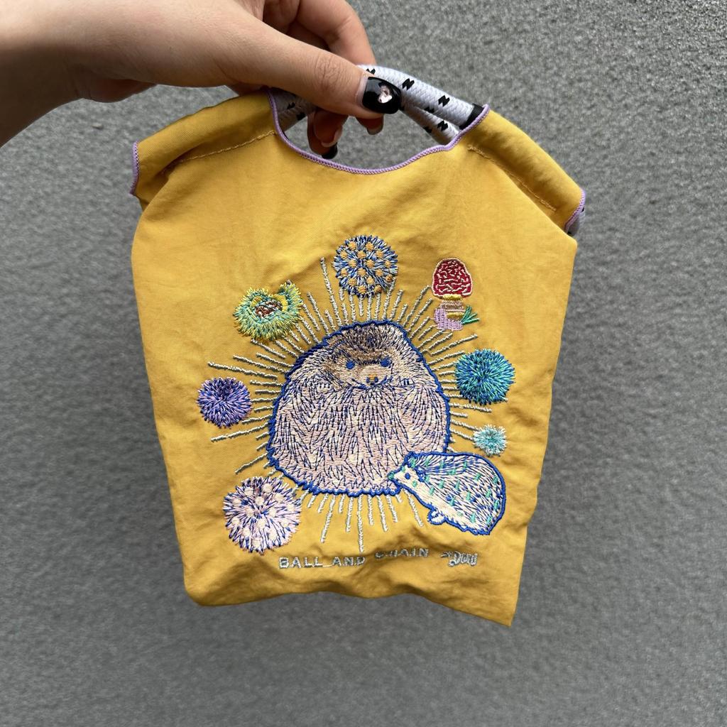 Eco-Friendly Embroidered Nylon and Canvas Shopping Bag