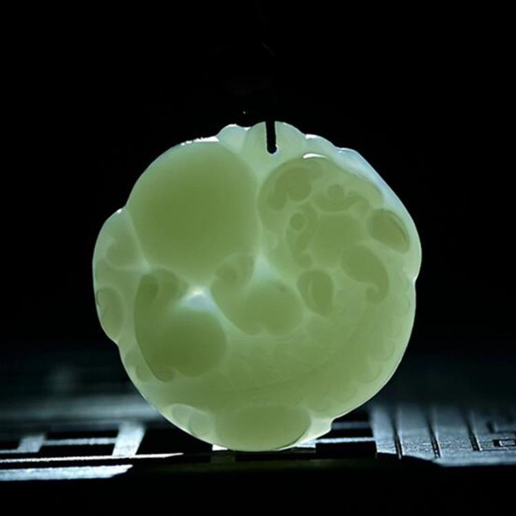 Natural Hetian Jade Pixiu Pendant, Exquisitely Carved with Ball for Men & Women