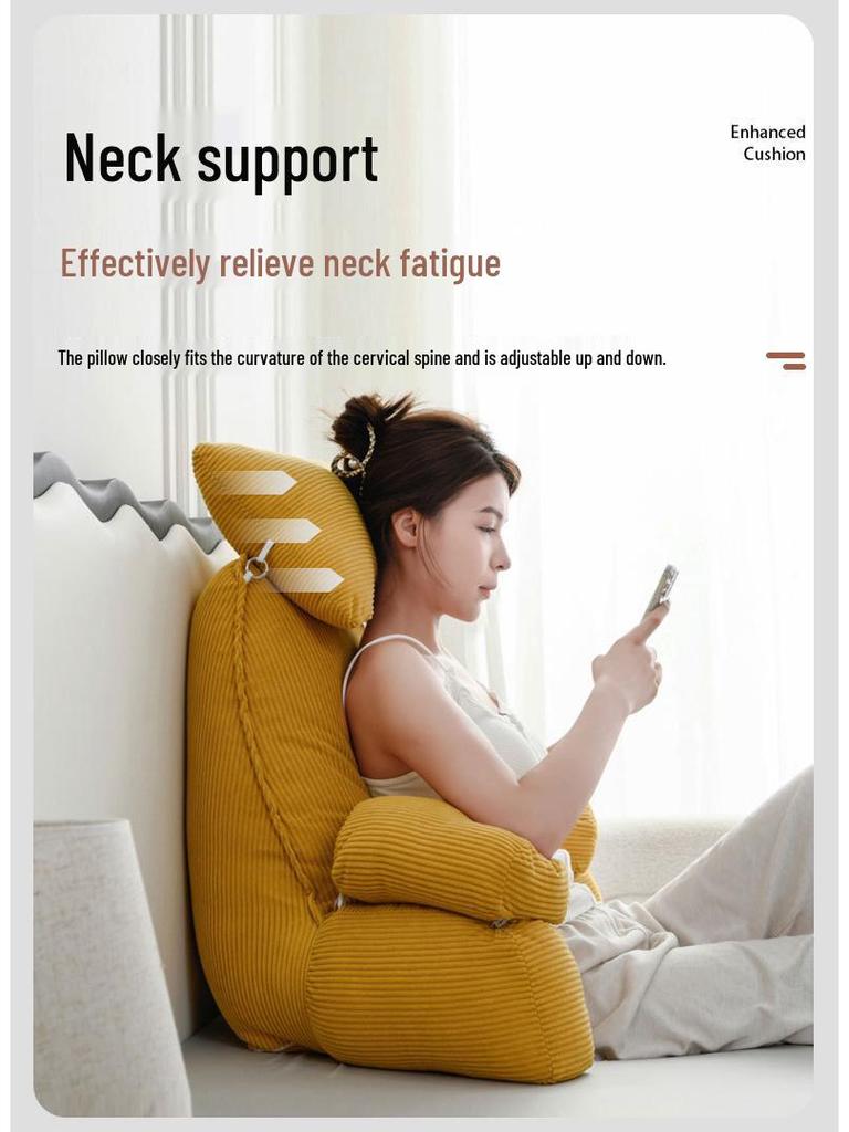 Corduroy Headboard Cushion: Soft Upholstered Lumbar Support & Neck Protection Pillow for Reading in Bed or Dorm