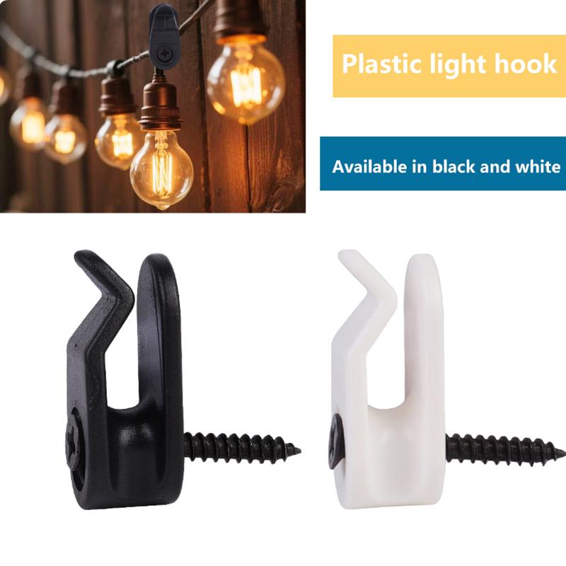 20Pcs Outdoor String Lights Clips Screw-In Plastic Hangers Lights Hanger Hooks For Plant Baskets String Lights Decoration