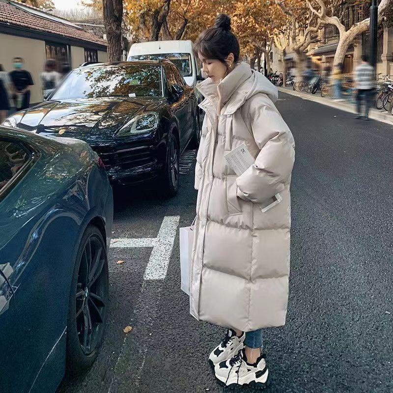 Down Jacket Women's Long Over-the-knee New Style Winter Loose Bread Coat Thickened Cotton Jacket