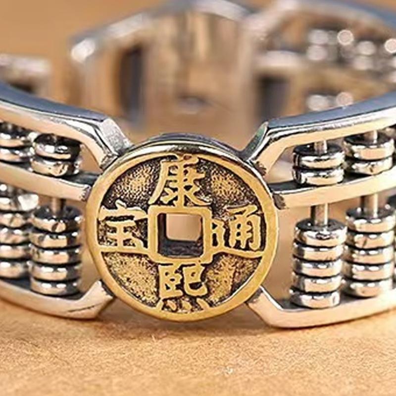 Ethnic Fashion Rings Featuring Retro Abacus Bead And Copper Coin Designs Adjustable For Daily Wear Symbol Of Fortune