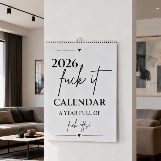 2026 Wandkalender Ein Jahr ungefilterten Badass-Designs Heim-Büro-Schreibtischkalender Funktionelles Layout Kalender