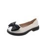 Xiaoxiangfeng bow single shoes women's 2025 explosion low-heeled work professional single shoes gentle evening wind small leather shoes women
