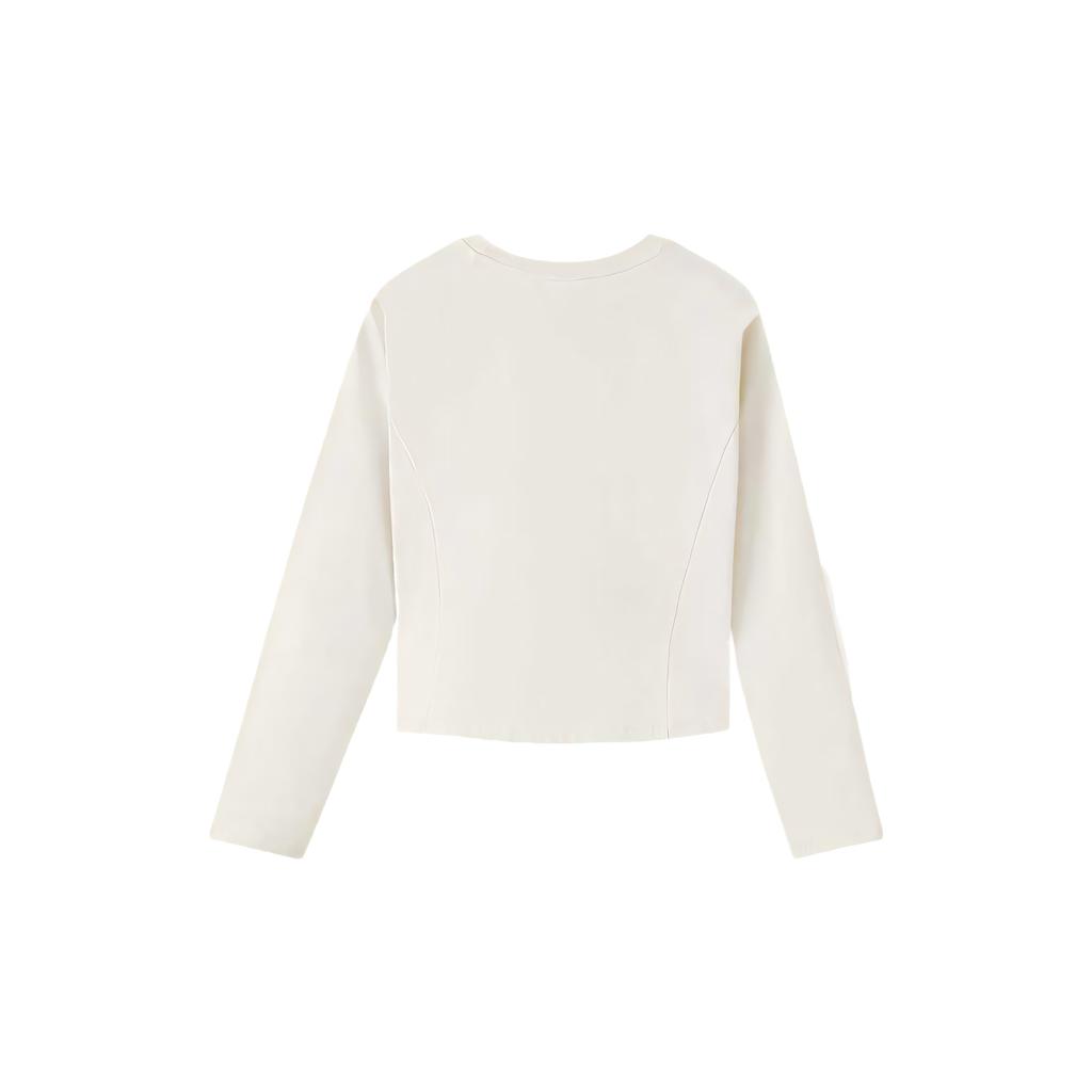 Skechers Comfortable Versatile Soft Fashion Long Sleeve Regular T-Shirt Women Tops Cotton-Candy-White L225W151-0074