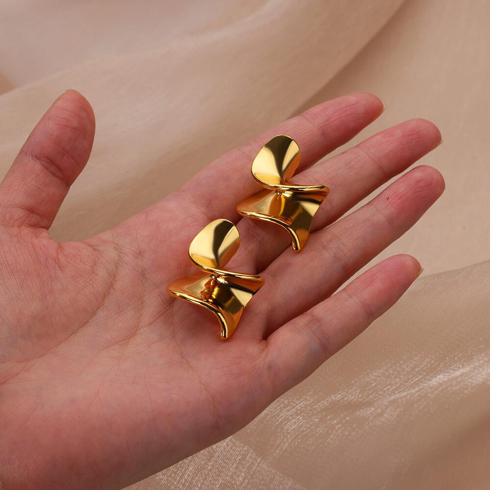 Glossy Spiral Sesign Stud Earrings For Women Stainless Steel Punk Creative Minimalist Stud Earringtrendy Jewelry Gifts Mujer