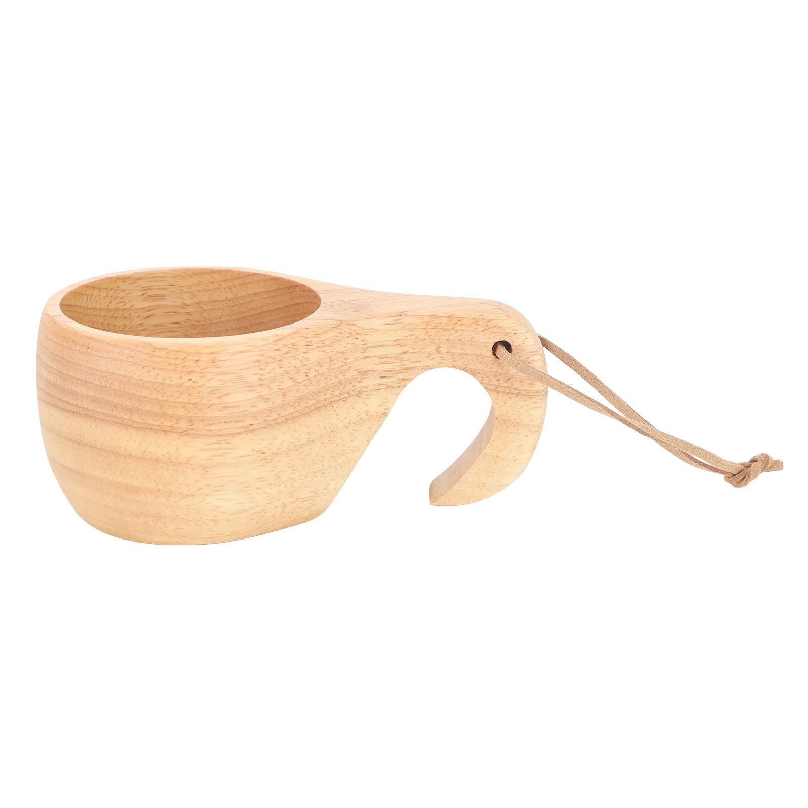 200ml Rubber Wood Cup Portable Coffee Cup   Milk Mug with Handle for   Travel