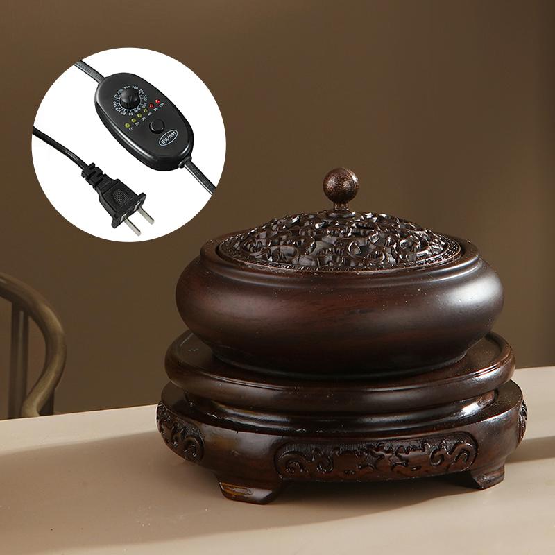 

220V Electronic Incense Burner Ebony Essential Oil Burner Timing Adjustable Temperature Sandalwood Agarwood Incense Burner эбеновый
