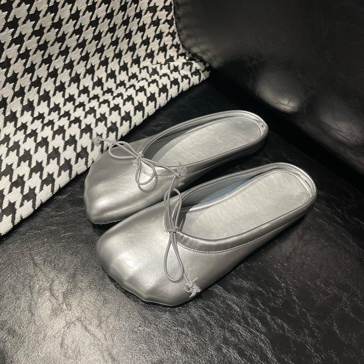 Populární úzké špičaté boty Mašle Jednoduché boty Dámské Plochý podvozek Jedno sešlápnutí Líné Dámské boty