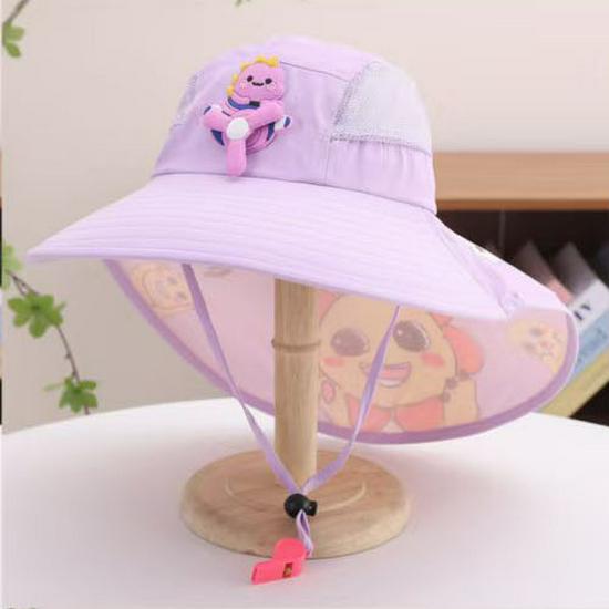 Kids' Mesh Sun Hat with Wide Brim & Shawl for Boys and Girls