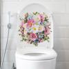 Vibrant Romantic Floral Toilet Wall Sticker Self-Adhesive Removable Waterproof for Bathroom Home Decor Art