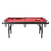 Billiards Table, 6.3 ft Pool Table, Portable Foldable Space-Saving Table, Billiard Table Set Includes Balls, Cues, Chalks and Brush, Black with Red