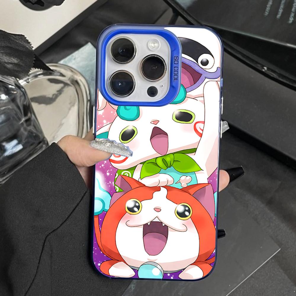 Yo-kai Cute W-Watch Phone Case For iPhone 16,15,14,13,12,11,Pro,Max,Plus,Mini,XS,SE Anti Fall Blue Matte Hard Bumper