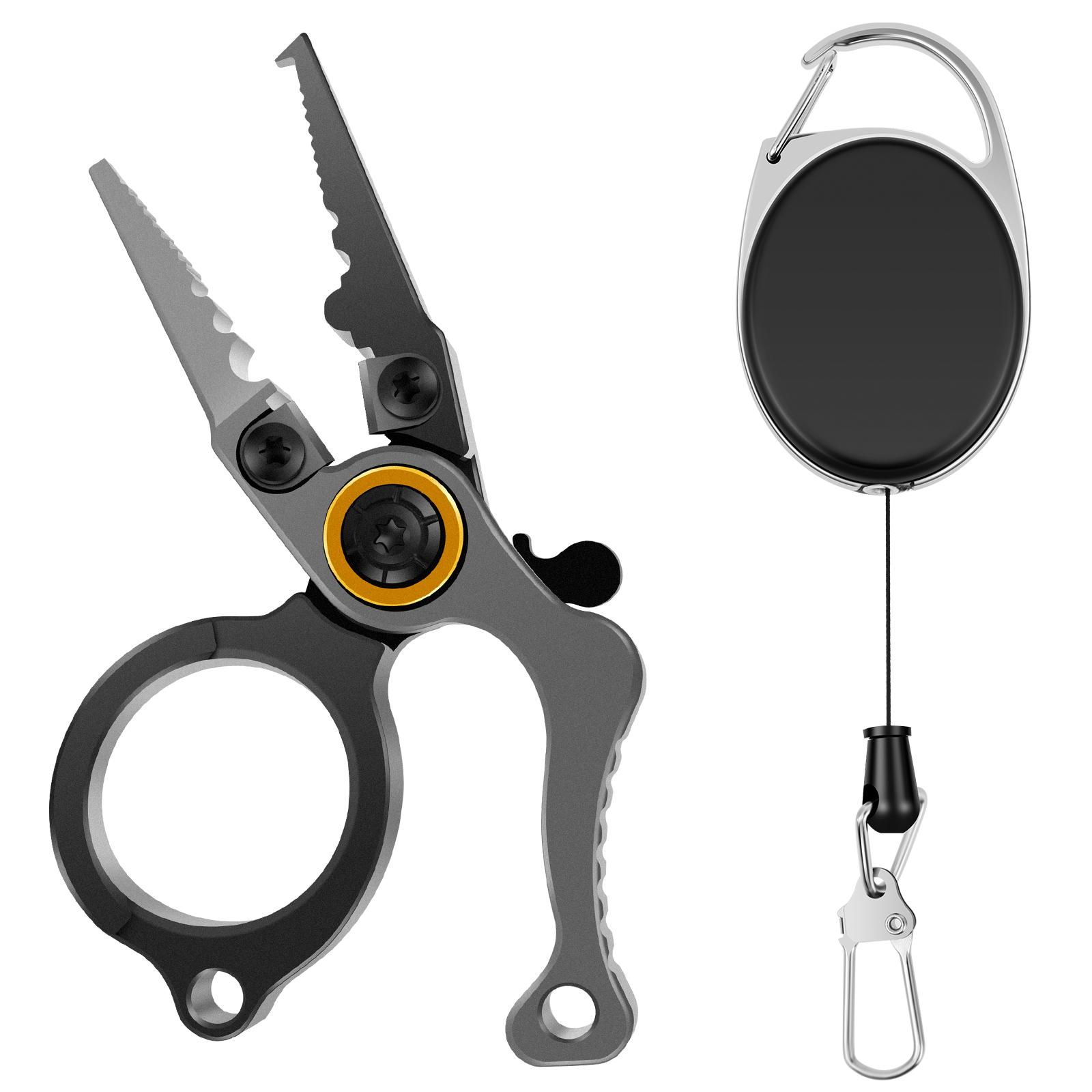 

Aluminum Alloy Mini Fishing Pliers Portable Surfing Fishing Gear Kit with Rewinder Fly Fishing Pliers Fishing Hook Remover чёрный