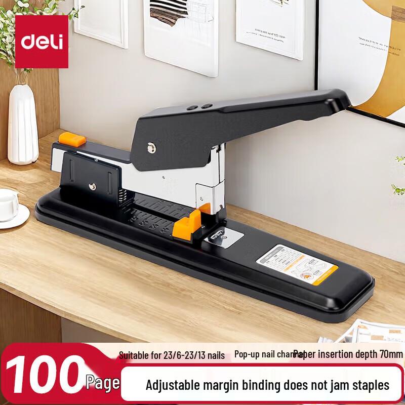 Deli Heavy-Duty 100-Page Long-Arm Stapler