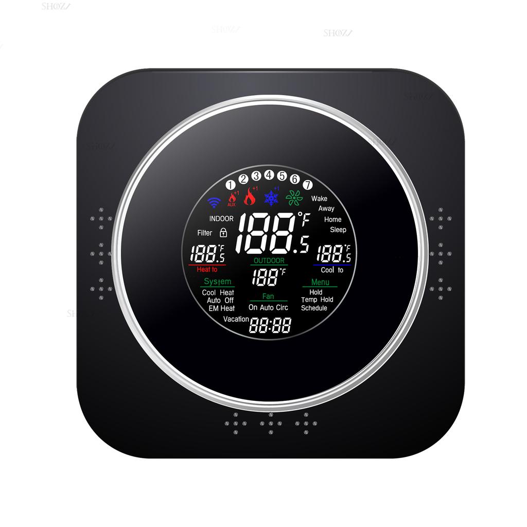 TUYA WIFI 24VAC AIR SOURCE Heat Pump Thermostat for HVAC System - Compatible With Boiler, Air Energy Works with Alexa, Google