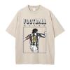 Anime Football Printed T-shirt Men Women Clothing Vintage Washed Oversized T Shirt Summer Short Sleeve Tops
