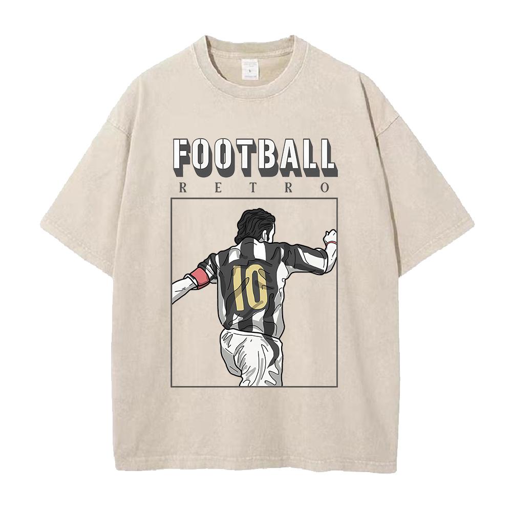 Anime Football Printed T-shirt Men Women Clothing Vintage Washed Oversized T Shirt Summer Short Sleeve Tops