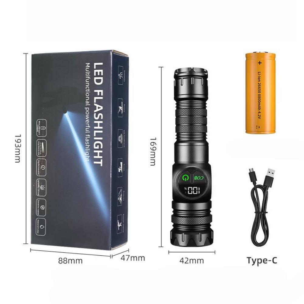 8000LM D5 Portable Zoom Flashlight Rechargeable Battery With High Bright Cob Side Light And Red And Blue Warning Work Light Repair Lamp