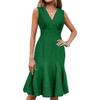 Abito Estivo da Donna Casual Scollo a V Senza Maniche Coda di Pesce Midi Abito da Festa Cocktail Aderente per Lavoro Quotidiano
