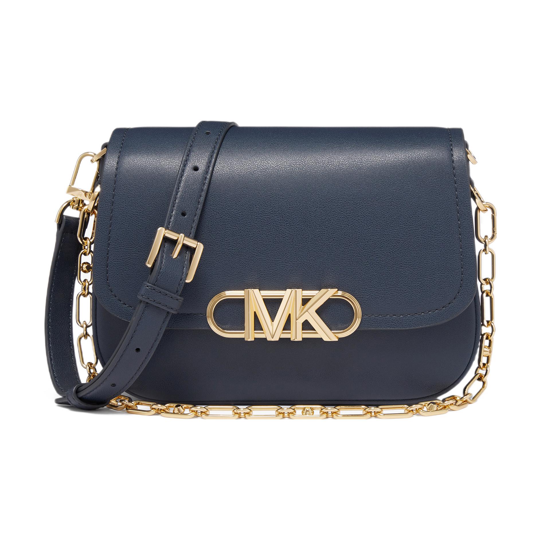 

Michael Kors Mk Parker Gold Logo Plaque Chain Shoulder Bag Leather Crossbody Medium Women Crossbody Bag Navy-Blue 30F2G7PC5L-406 Marine Blue,Basic Set (Bag+Dust Bag)