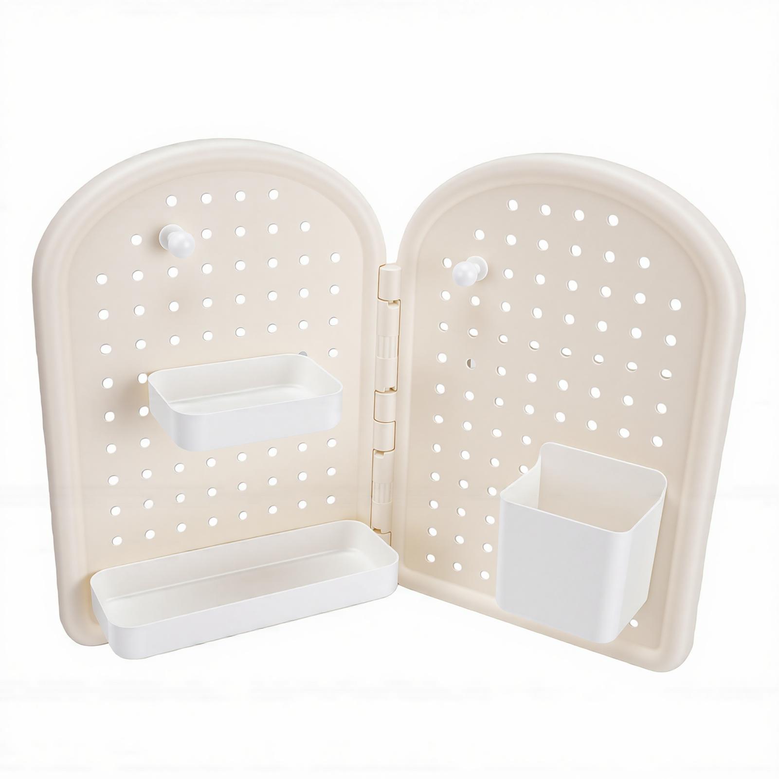 

Pegboard Wall Multi Purpose Plastic Pegboard Storage Rack with 2 Adhesive Hooks Storage Accessories for Wall Corner Desk