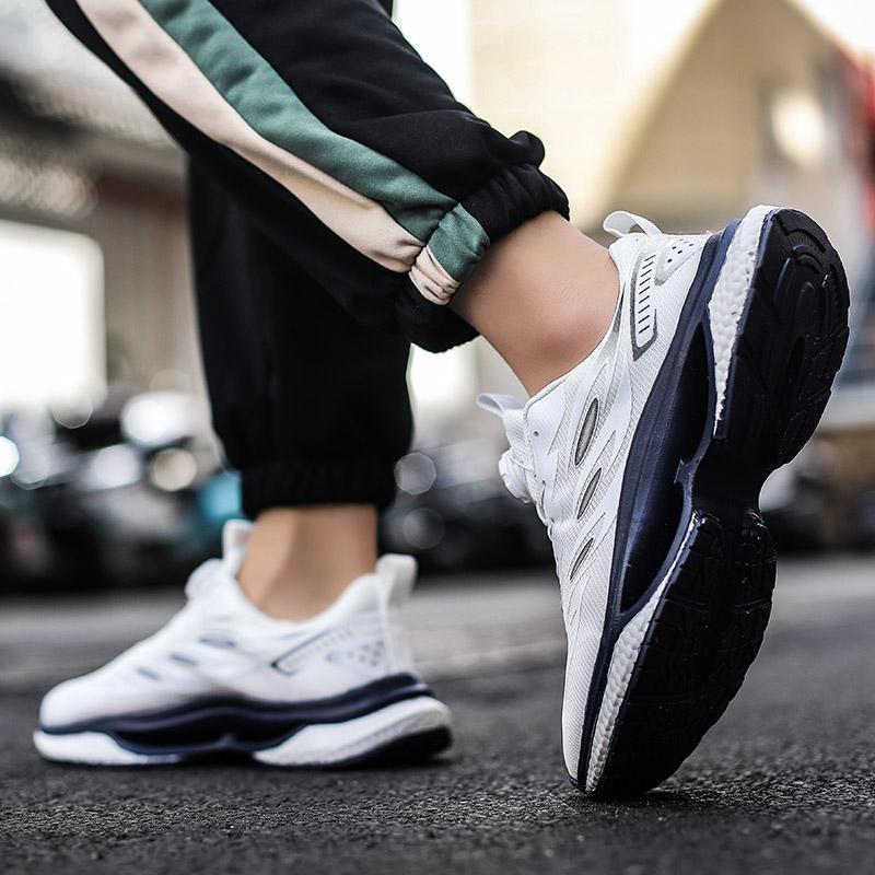 Men's Korean rotating shoelaces casual sneakers Four Season breathable light outdoor running shoes student non-slip sports shoes