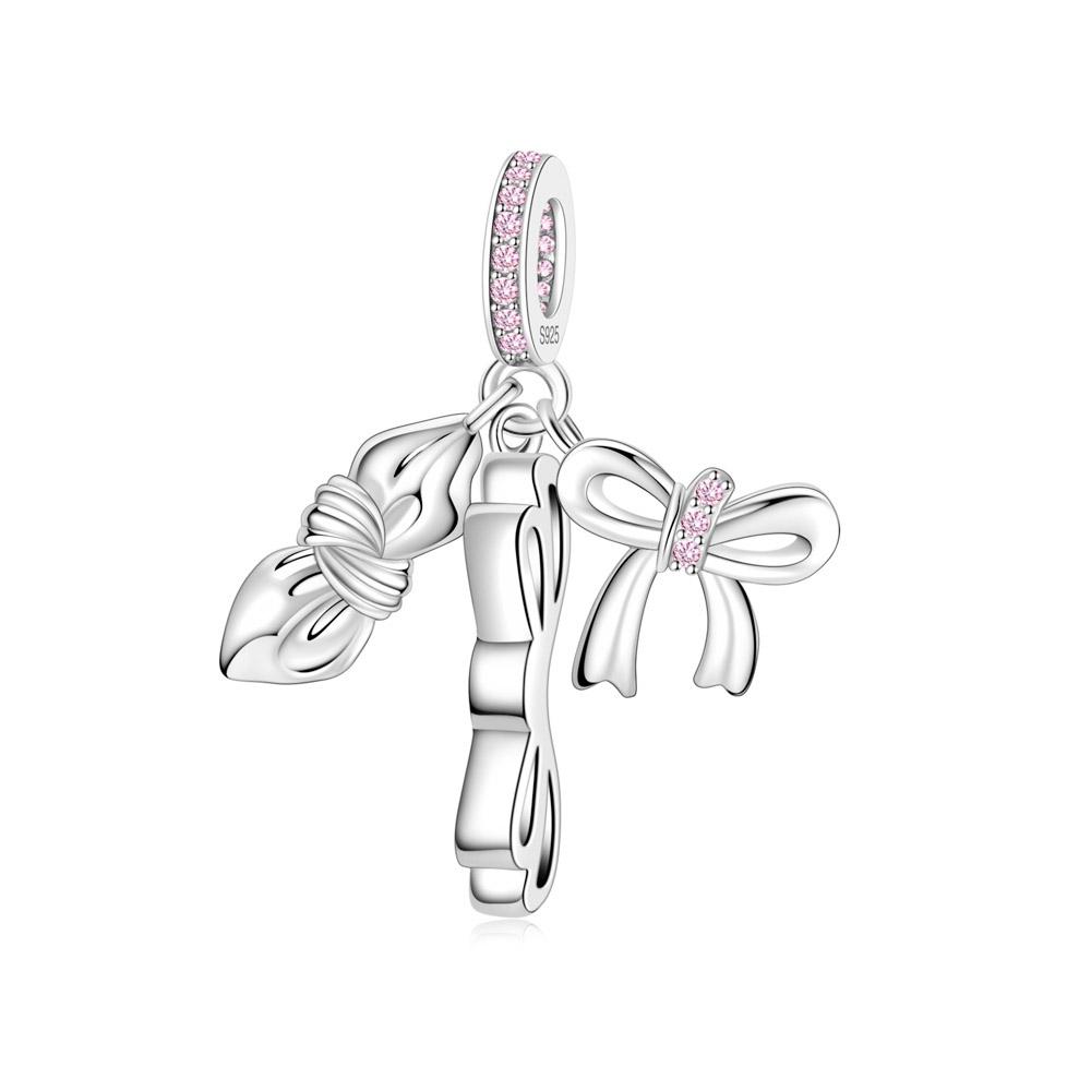 Romantic copper Bow Bead Charms HeartShaped Infinite Dangle Charm Fits Bracelets Beautiful Jewellery Accessories Gifts