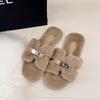 Comfortable Princess Thick-bottomed Fluffy Slippers Women's Autumn and Winter High-end Outer Wear 2025 New Indoor Home One-word Cotton Mop