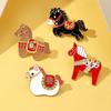 Brooch Pin 2026 Zodiac Horse Brooch Zinc Alloy Enamel Shirt Collars Scarves Badge Traditional Culture Jewelry
