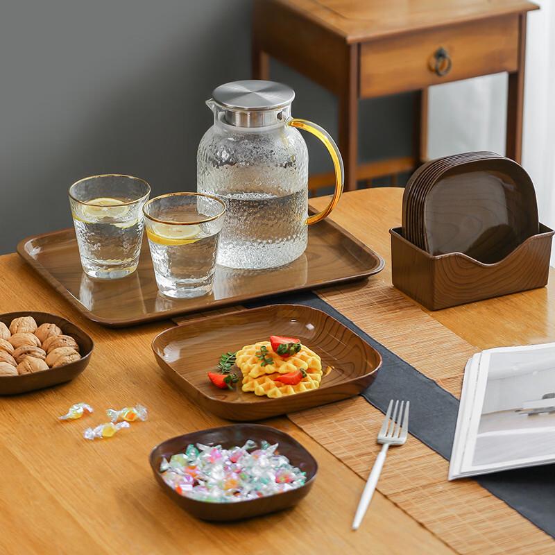 Japanese Style Wood Grain Plastic Serving Tray