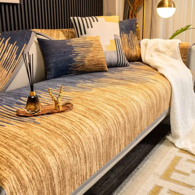 Geometric lines Sofa Cover Cushion Stripe Four Season Sofa Armchair Backrest Towel Non Slip Couch Luxurious 3 Seater Sofa Cover