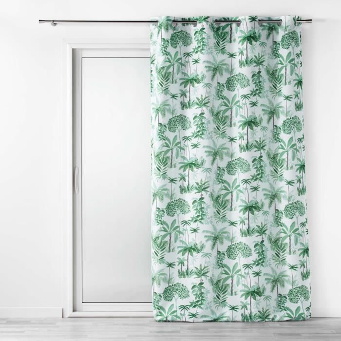 Rideau - Amazonie - Vert - 260cm X 140cm - 100% Polyester - Œillets