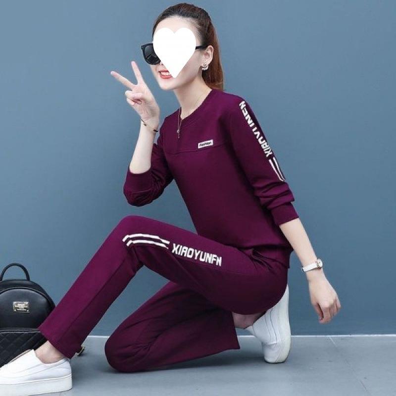 Sports Suit Women's Spring and Autumn Fashion Loose Korean Casual Wear Long-sleeved Trousers Two-piece Set