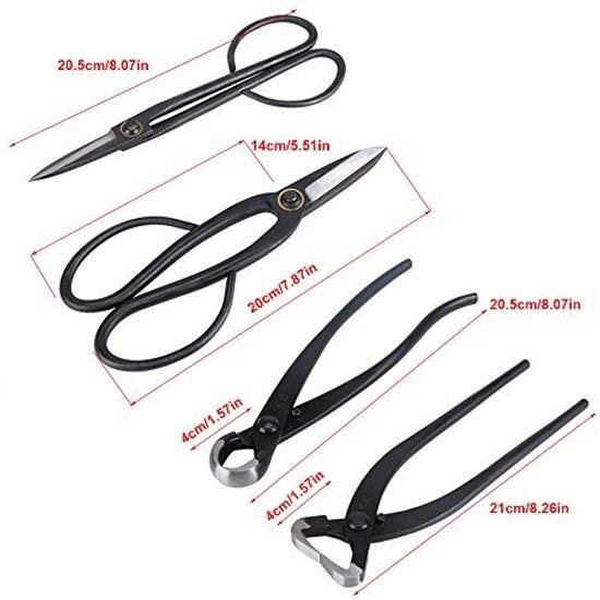 Bonsai pruning scissors set 6 pieces includes storage bag root trimming cutting tools multifunctional garden fruit orchard pliers kit tree tools.