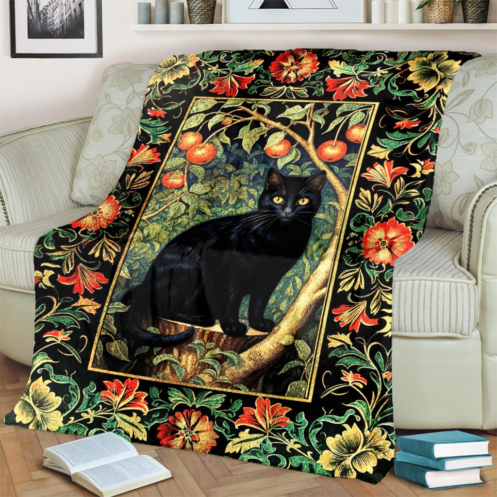 1pc Medieval cats and deer blanket, al season lightweigh Poster blanket home office outdoor nap multifunc Poster blanketional blanket