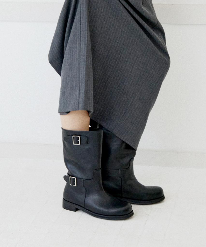 Komorebi Museum Km282-M Handmade Round Toe-To-Buckle Mid-Calf Boots | 2 Colors