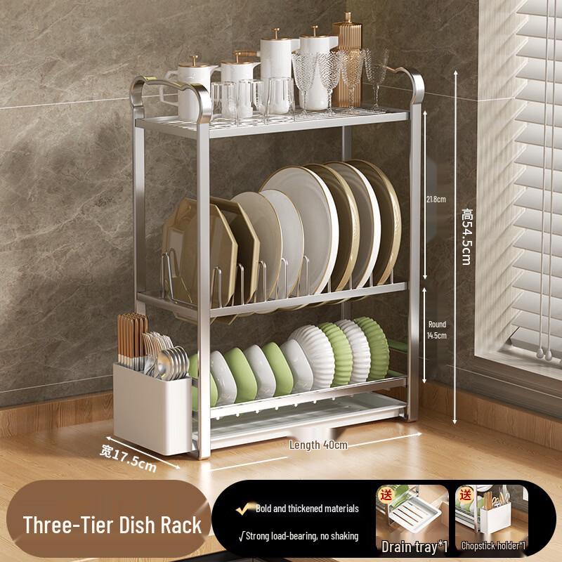 3-Tier Stainless Steel Dish Drying Rack