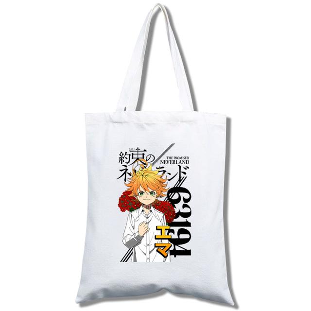 Fashion Anime The Promised Neverland  Men Women Reusable Shopping Bag Cartoon Print Eco-Friendly Canvas Tote Bag